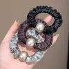 Goma para el pelo de satén perlado para mujer, coletero plisado de alta gama para recogidos bajos, accesorio para el pelo simple y elegante