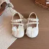 Zapatos de piel para niña, zapatos infantiles de suela blanda, nueva colección otoño 2026, zapatos estilo princesa, bailarinas inspiradas en Chanel, zapatos Mary Jane