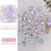 Nova Manicure de Fada Colorida Polarizada com Coração de Diamante Fantasia Japonesa Glitter Fino Coração Perolado em Formato de Coração Decoração Estéreo para Unhas