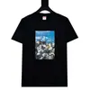 Camiseta de Manga Curta Supreme, Marca de Moda Americana de Peso Pesado, Estampa Clássica de Letras, Gola Redonda Boxy, Caimento Solto, Manga Meia-Manga para Homens e Mulheres