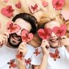 Calcomanías de Pared Decorativas de Mariposas Estéreo Rojo Púrpura de Una Capa Serie de San Valentín Mariposas Doradas Brillantes Juego de 12
