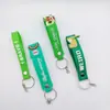 Chaveiro de silicone cor de doce corda de couro PVC gota de cola mão com acessório de cordão cola macia pingente com logotipo impresso atacado