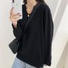 Camiseta de Manga Larga para Mujer con Cuello de Textura Waffle, Nuevo Estilo Coreano Otoño 2026, Camisa Base Holgada con Cuello en V