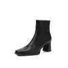 Botas de tacón alto a la moda estilo británico de 6.5 cm para adelgazar, nuevo modelo otoño e invierno 2026, punta cuadrada, tacón grueso, cremallera lateral, botas de moda para mujer