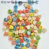 Jingdezhen pequena borboleta cerâmica multicolorida novo estudante feminino DIY fio de contas material 14mm furo grande contas soltas