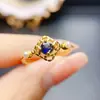 Anillo de Zafiro Natural Popular al por Mayor de Fábrica Plata S925 Incrustado Piedra Principal 4*4 Joyería de Lujo Venta Directa de Fábrica