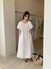 Vestido Redondo con Mangas Abullonadas Estilo Francés para Mujer, Nuevo Modelo Verano 2026, Holgado para la Hora del Té, Adelgazante y Elegante Vestido Largo, Ropa para Mujer Estilo Coreano