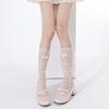 Meias Lolita Finas de Primavera e Verão com Renda e Laço, Renda Estilo Japonês, Meias Miu de Cano Médio Estilo Ballet para Meninas