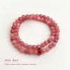 Pulsera de "Flor de Durazno" Apilada de Doble Capa de Piedra Solar Dulce Elegante Pulsera de Ágata Roja Pulsera Artística de Nuevo Estilo Chino