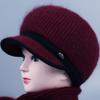Sombreros tejidos de piel de conejo para mujer, cálidos, casuales, de color sólido, para otoño e invierno, gorros para mujer