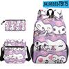 3D Novo Produto Estampado Periférico Sanrio Kuromi Kuromi Mochila Bolsa Escolar Estojo para Lápis Bolsa de Ombro Conjunto de Três Peças