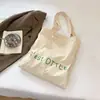 Bolsa Tote de Lona Cor Sólida Casual para o Trabalho Feminina de Grande Capacidade Personalidade com Alça de Mão e Ombro Estilo Relaxado de Estudante Moda