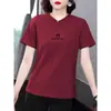 Camiseta de Manga Curta para Mulheres de Meia-Idade e Idosas, Verão, Caimento Solto, Moletom Tamanho Grande, Blusa com Ombro Normal, Roupa Feminina