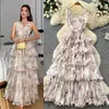 Vestido Floral Francês Estilo Princesa Doce para Mulheres, Vestido Longo de Verão com Decote V Sem Mangas de Cintura Alta em Linha A, Elegante Vestido para o Dia a Dia