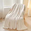 Manta de Franela Lisa de una Sola Capa para Cuatro Estaciones con Textura Jacquard, Terciopelo de Frijol, Terciopelo de Tafetán, Sensación de Masaje, Manta para Siesta, Manta de Sofá