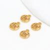 Pingente de Pulseira de Cobre Puro Banhado a Ouro 18K, Corte Redondo Vazado, Etiqueta de Bênção, Cor Ouro Real 14K com Preservação da Cor, Acessórios DIY D106
