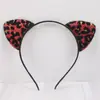 Nueva Diadema de Orejas de Gato con Terciopelo de Purpurina Estampado de Leopardo Orejas de Tigre Linda y Tierna Diadema Suministro Directo de Fábrica
