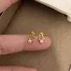 Brincos de Tarraxa Estrela em Prata de Lei S925 Banhados a Ouro 18K, Estrela de Cinco Pontas Fresca e Simples Cravejada com Zircônia, Brinco Versátil Exquisito da Moda