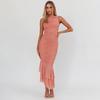 Estación Independiente Wish Vestido de Verano Nuevo para Mujer Plisado Sexy Picante Sin Mangas Espalda Descubierta Tubo Largo