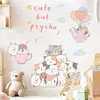 Balões de Desenho Animado Nuvens Gatinho Fofo Adesivos de Parede Autoadesivos Estilo Menina Ins Decoração de Quarto Adesivos BR1058F