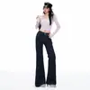 Jeans de mujer de tiro alto, ajustados, elásticos, color azul oscuro, de doble botón, estilo nuevo para principios de otoño 2026, levanta glúteos, adelgazantes, versátiles, transfronterizos