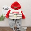 Conjunto Esportivo Masculino Moda Bebê 2024 Novo Outono e Inverno Infantil Moletom com Forro de Lã Conjunto de Duas Peças da Moda