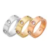Joias de Comércio Exterior ins Moda Anel Feminino de Aço Titânio Banhado a Ouro Ouro Rosa Seis Diamantes Par de Anéis de Casal Anel de Dedo Totalmente Diamantado