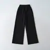 Ropa de Mujer al por Mayor Transfronteriza Estilo Europeo y Americano 2026 Nuevo Color Sólido Patchwork Tejido Cintura Forro Polar Pantalones de Chándal Pierna Ancha Pantalones Casuales