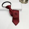 Corbata de hombre coreana azul zafiro color sólido perezosa 5CM versión estrecha monocromática cremallera estampado a mano alzada