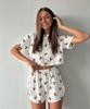 Moda Nueva Otoño e Invierno 2026 Cómodo Holgado Estampado Manga Corta Pantalones Cortos Transfronterizo Conjunto de Pijama Ropa de Casa Mujer Venta al por Mayor
