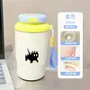Taza isotérmica de doble boca con estampado de gatito y pez, suave y linda, transfronteriza, con cordón, adecuada para estudiantes, para ir al trabajo y para el coche, portátil y fácil de llevar
