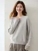 Suéter de Borrego Texturizado para Mujer Cuello Redondo Manga Larga Jersey de Punto Estilo Coreano Holgado Versátil Capa Base