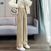 Pantalones Banana Talla Grande para Mujer, Otoño e Invierno, Forro Polar, Engrosados, Pantalones de Pierna Curva, Cintura Alta, Caída, Adelgazantes para Figuras Pequeñas, Pantalones Casuales de Pierna Ancha