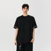 Verão 2025 Nova Camiseta Masculina de Manga Curta Moda Moderna Personalidade Gola Redonda Patchwork Casual Camiseta Atacado para Homens