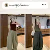 Calça larga estilo retrô americano com três listras para mulheres 2026, calça de trabalho de outono, design solto e simples, calça casual