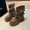 Botines de Plataforma para Mujer 2026 Otoño Nuevos Botas de Cuero Botas con Tacón Apilado Botas para Pantalón que Aumentan la Altura Negro Dr. Botas Martens Botas de Moda para Mujer