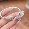 Pulsera de plata de ley 9999 con forma de mariposa y campana de la paz maciza, pulsera de alta gama para regalo de cumpleaños de novia.