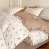 Conjunto de Roupa de Cama Jacquard 100% Algodão Wind 60s Quatro Peças Capa de Edredom Listrada de Algodão Puro Lençol de Elástico Roupa de Cama Estilo Conjunto de Três Peças