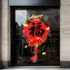 Decoraciones de Ventana con Carácter de Fortuna Rojo Día de Año Nuevo Festival de Primavera Decoración de Escaparate Pegatinas Estáticas de Vinil para Puerta de Vidrio