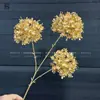 Flores de Nochevieja, Flores Artificiales Doradas, Eucalipto Dorado, Hortensia, Abanico Dorado, Hojas de Ginkgo, Cubo de la Fortuna, Arreglo Floral, Hojas, Flores de Plástico