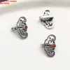 Plata de Ley Piedra Incrustada Zafiro Ágata Palabra Feliz Calabaza Flor Pequeña Calabaza Colgante Accesorios Retro Viejo Bricolaje Materiales Hechos a Mano