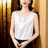 Colete de Seda Branco para Mulheres, Top Sem Mangas de Verão, Novo Estilo Primavera e Outono, Camisola Solta de Cetim para Usar por Baixo de Blazers