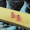 Aretes de Osito de Goma Lindos Color Caramelo Aretes Acrílicos Transparentes de Dibujos Animados Creativos Aretes Versátiles de Celebridad de Internet para Niñas
