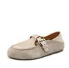 Novo Conjunto Primavera 2025 Sapatos Vintage Birkennedy Sapatos Baixos Sapatos de Leite Bico Redondo Mocassins Estilo Britânico Sapatos Vintage de Camada Única