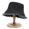 Sombrero de Pescador Mezclilla Borde Crudo Cubierta Borde Crudo Viejo Protección Solar Parasol Simple Lavado Sombrero de Pescador Versátil Sombrero de Pescador de Mezclilla