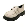 Sapatos Femininos de Couro, Sapatilhas Estilo Britânico, Novo Modelo 2025, Versáteis para Verão e Primavera/Outono, Mocassins de Solado Grosso, Sapatos Femininos Pretos