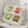 Nuevo Estante de Almacenamiento de Cesta de Verduras para Encimera Escritorio Estante de Verduras Multicapa Pequeño Almacenamiento de Verduras Cocina Cesta de Almacenamiento de Jengibre Cebolla Verduras