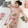 Bata de Niña Manga Corta Estilo Coreano Dibujos Animados Estudiante Ropa de Casa Pijama de Verano Delgado Talla Grande Vestido Largo Fabricante