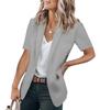 Moda Femenina Verano 2026 Transfronteriza Elegante Blazer Holgado Estilo Europeo y Americano Chaqueta Lisa de Manga Corta para Mujer