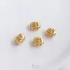 Retención de Color Fuerte Chapado en Cobre con Oro Real, Diseño Tallado Hueco Mate con las Palabras Ruyi, Xifu, Jile, Cuentas Espaciadoras, Bola de Flor Accesorios para Pulsera DIY
